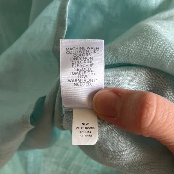 J. Jill Soft Blue 100% Linen Buttom Down Top Coastal Grandma Beach Resort Sz 3X - Picture 4 of 9